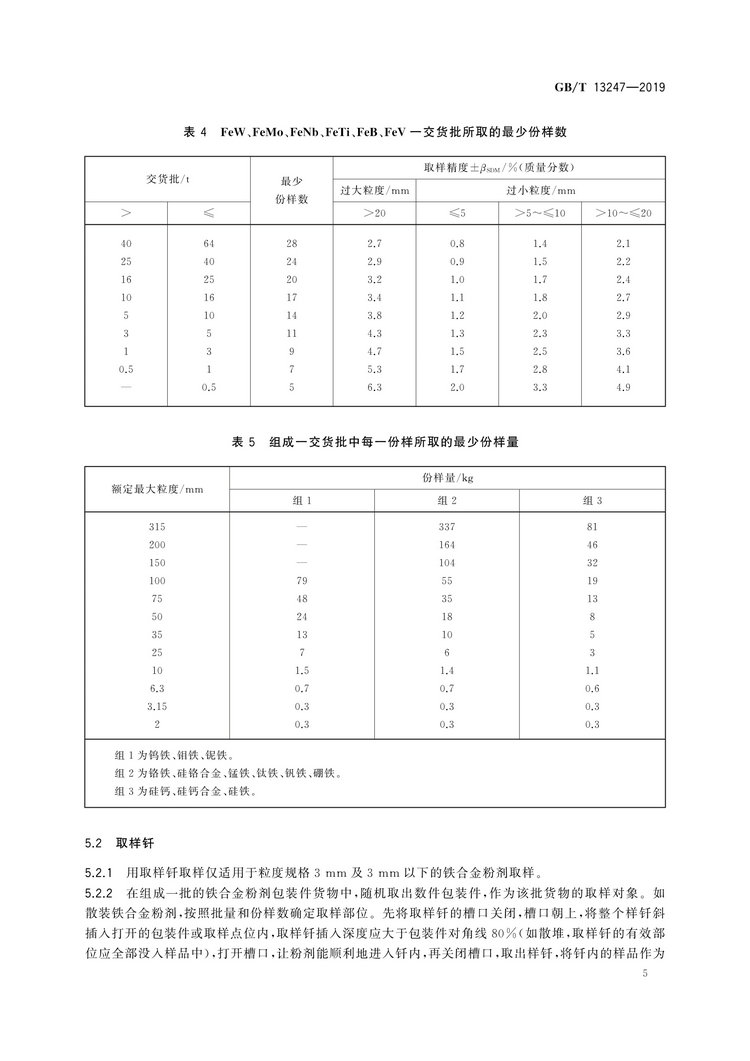 GB/T13247-2019鐵合金產(chǎn)品粒度的取樣和檢測(cè)方法國(guó)家標(biāo)準(zhǔn)